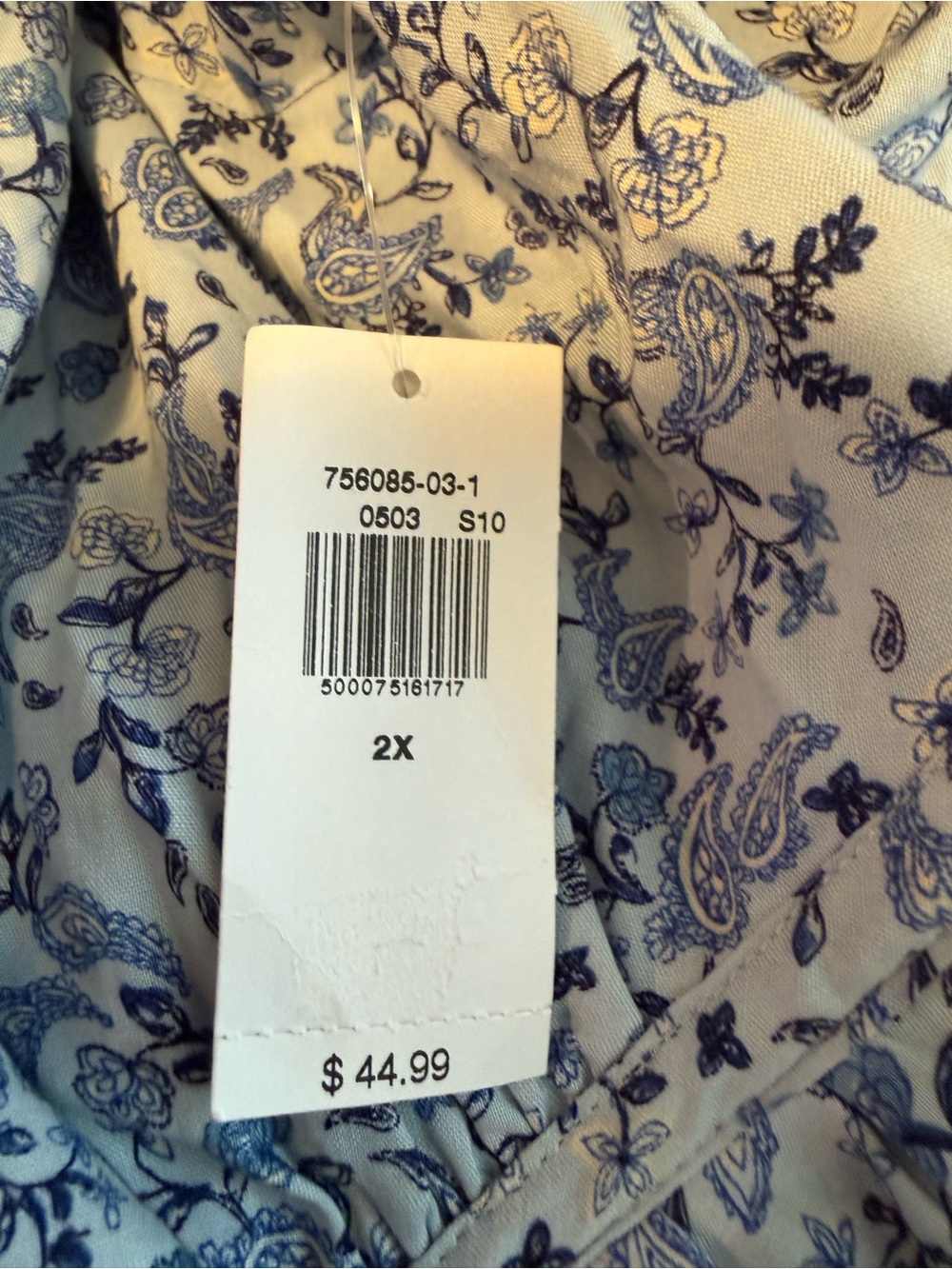 Old Navy 2X Blue Floral Paisley V-Neck Tiered Cottage Dress Flowy Peasant NWT - Picture 9 of 16